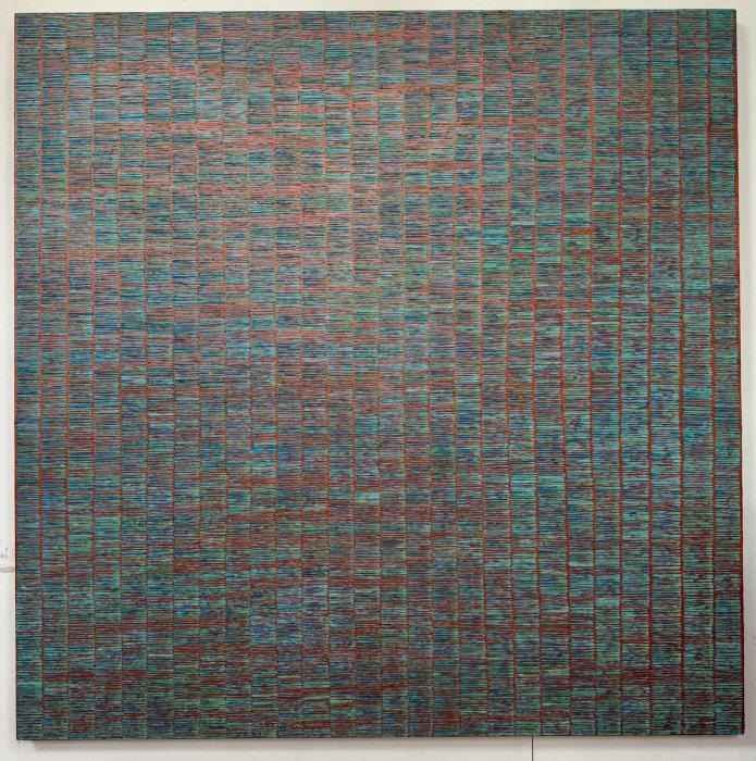 multi layers in greens blues over a copper base colour