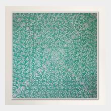 Abstract  large green and white painting  of white leaves