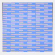 painting acryilic blocks of blue pink and yellow 