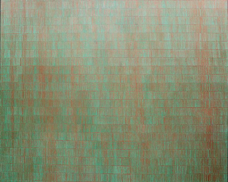 oil painting in copper and green 