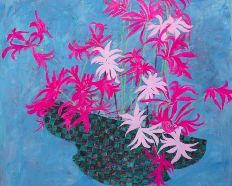painting of  bright flowers from the garden 